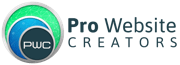 prowebsitecreators Logo with Text Dark blue 180w