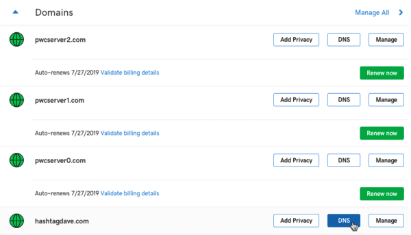 Domain DNS settings