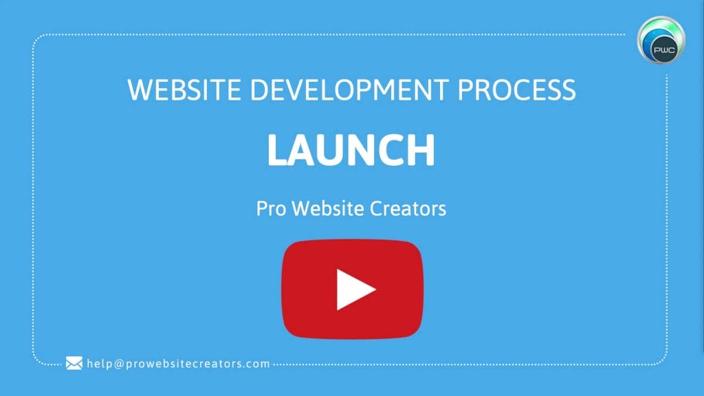 Pro Website Creators Website Development Process Launch with play button