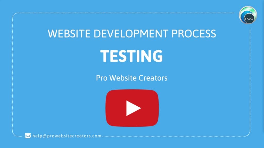 Pro Website Creators Website Development Process Testing with play button