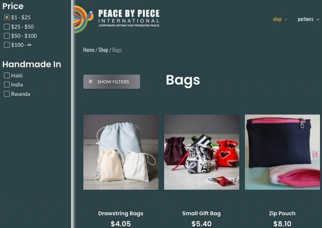 Peace by Piece International Filtering Example Display